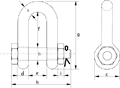 G-4153 Green Pin Dee Shackles Technical Drawing